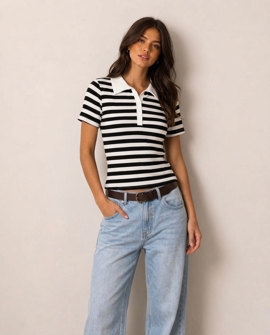 striped polo top