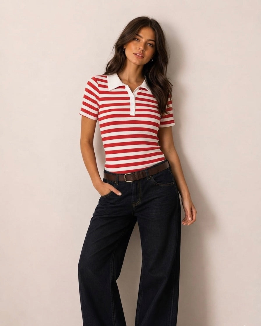 striped polo top