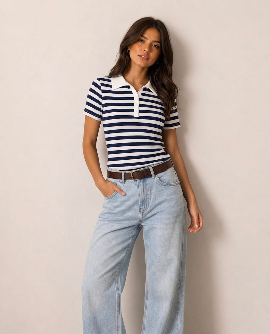 striped polo top