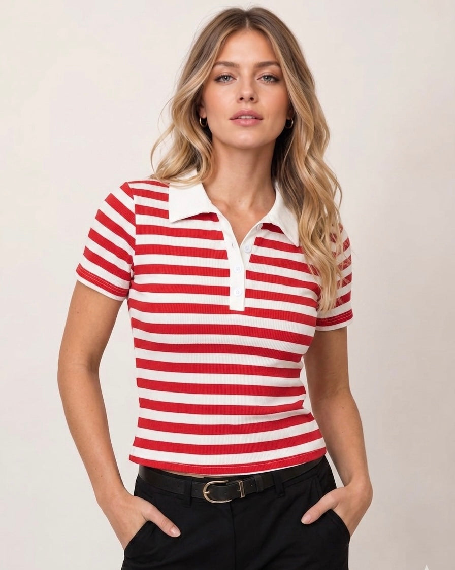 striped polo top