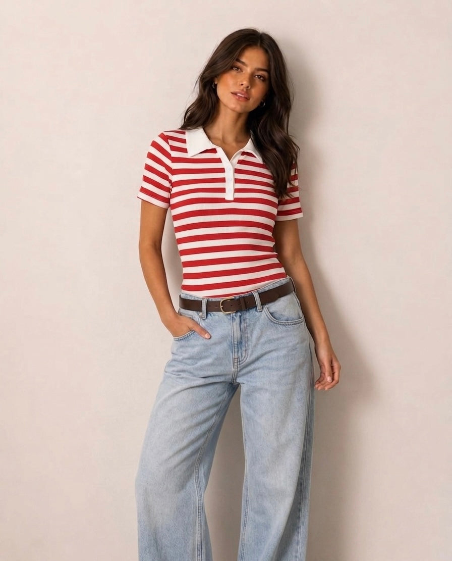 striped polo top